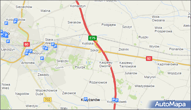 mapa Kaszewy Kościelne, Kaszewy Kościelne na mapie Targeo