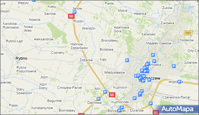 mapa Kąty gmina Sochaczew, Kąty gmina Sochaczew na mapie Targeo