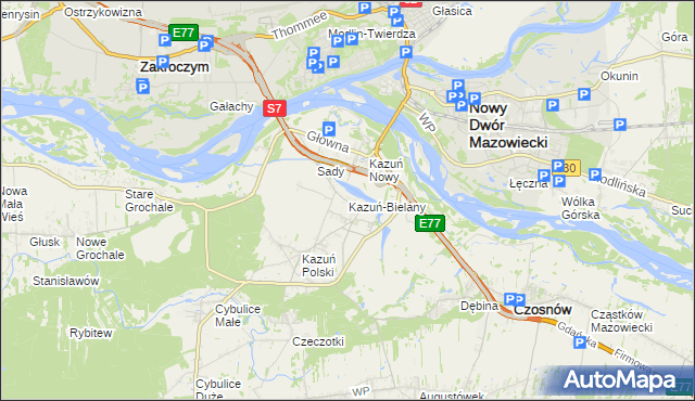 mapa Kazuń-Bielany, Kazuń-Bielany na mapie Targeo