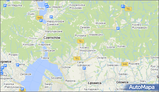 mapa Kocierz Moszczanicki, Kocierz Moszczanicki na mapie Targeo