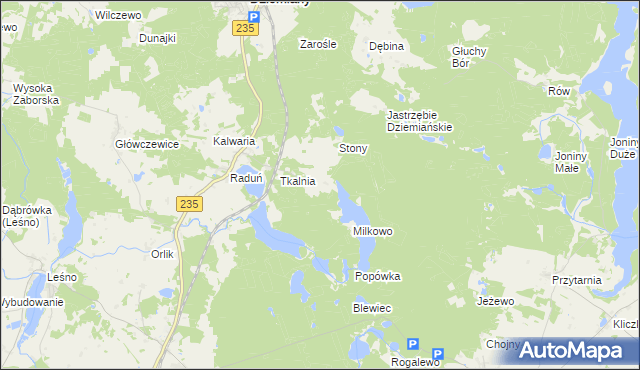 mapa Kolano gmina Dziemiany, Kolano gmina Dziemiany na mapie Targeo