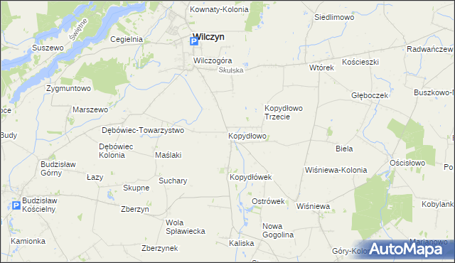 mapa Kopydłowo gmina Wilczyn, Kopydłowo gmina Wilczyn na mapie Targeo