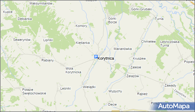 mapa Korytnica powiat węgrowski, Korytnica powiat węgrowski na mapie Targeo