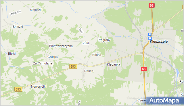 mapa Kośna, Kośna na mapie Targeo