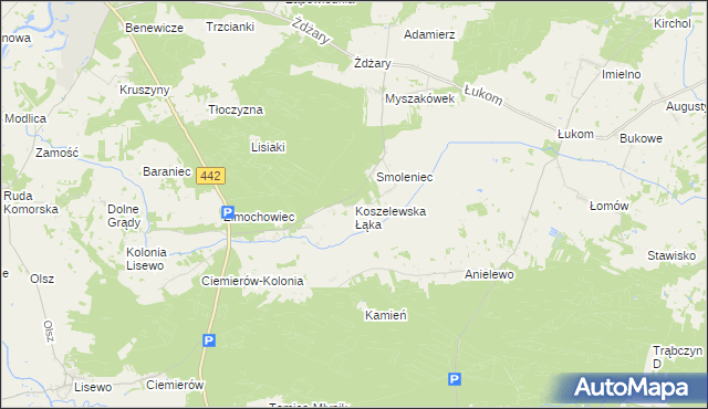 mapa Koszelewska Łąka, Koszelewska Łąka na mapie Targeo