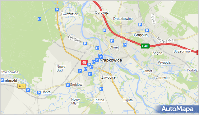 mapa Krapkowice, Krapkowice na mapie Targeo