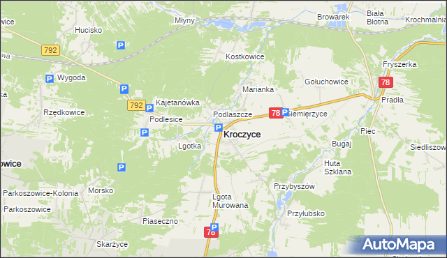 mapa Kroczyce, Kroczyce na mapie Targeo