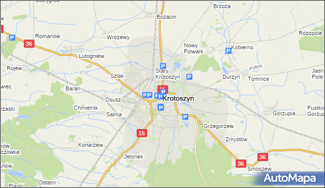 mapa Krotoszyna, Krotoszyn na mapie Targeo