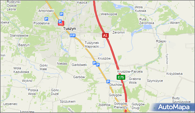 mapa Kruszów, Kruszów na mapie Targeo