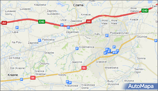 mapa Krzemienica gmina Czarna, Krzemienica gmina Czarna na mapie Targeo