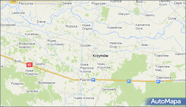 mapa Krzymów powiat koniński, Krzymów powiat koniński na mapie Targeo