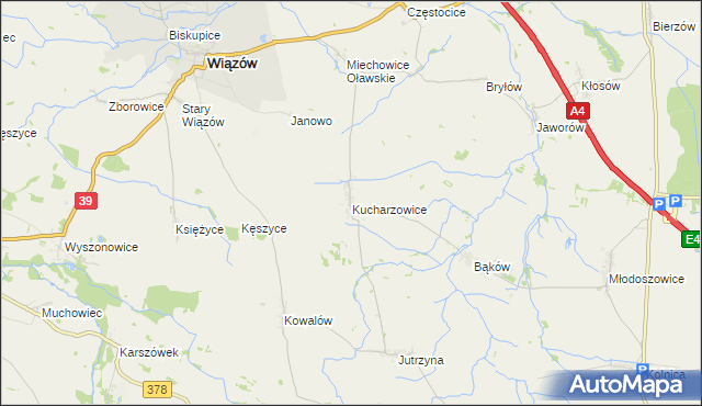 mapa Kucharzowice, Kucharzowice na mapie Targeo