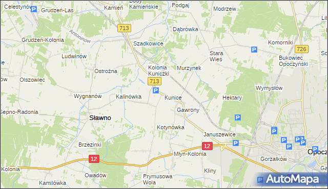 mapa Kunice gmina Sławno, Kunice gmina Sławno na mapie Targeo