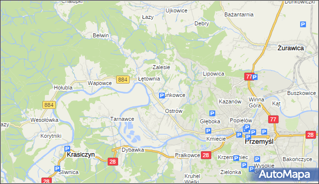 mapa Kuńkowce, Kuńkowce na mapie Targeo