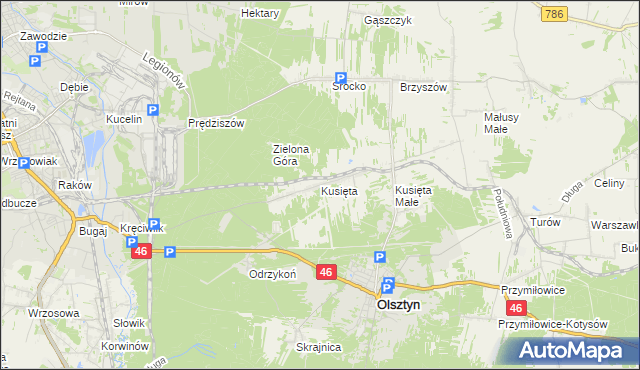 mapa Kusięta, Kusięta na mapie Targeo