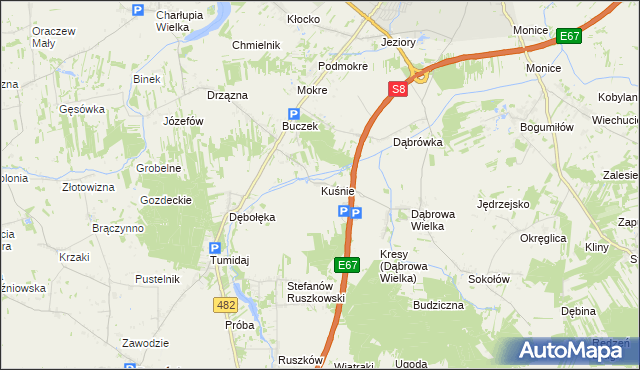 mapa Kuśnie, Kuśnie na mapie Targeo