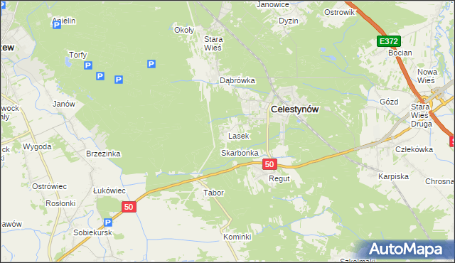 mapa Lasek gmina Celestynów, Lasek gmina Celestynów na mapie Targeo
