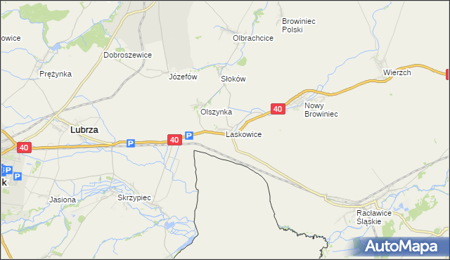 mapa Laskowice gmina Lubrza, Laskowice gmina Lubrza na mapie Targeo