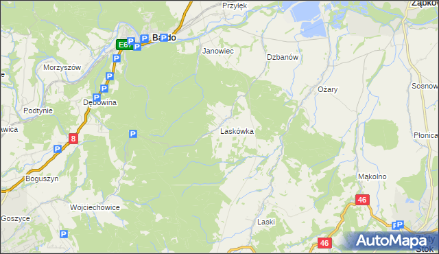 mapa Laskówka gmina Bardo, Laskówka gmina Bardo na mapie Targeo