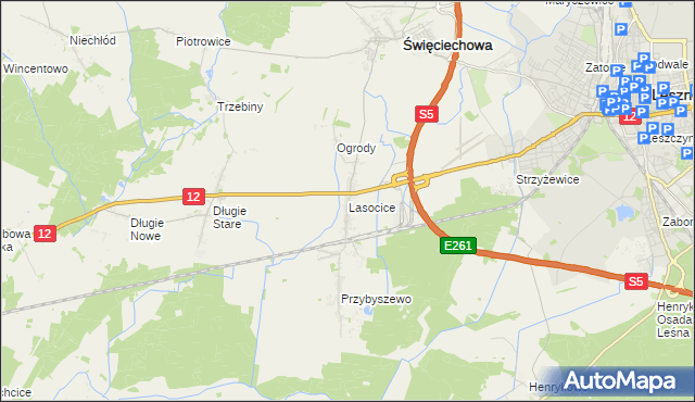 mapa Lasocice gmina Święciechowa, Lasocice gmina Święciechowa na mapie Targeo