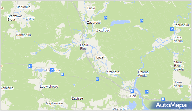 mapa Łążek gmina Osie, Łążek gmina Osie na mapie Targeo