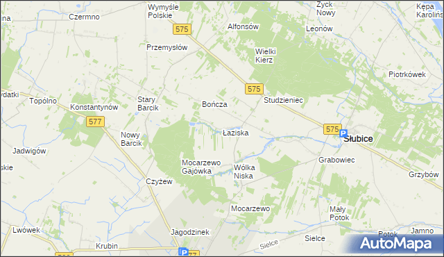 mapa Łaziska gmina Słubice, Łaziska gmina Słubice na mapie Targeo