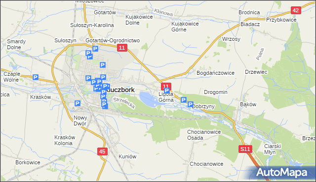 mapa Ligota Górna gmina Kluczbork, Ligota Górna gmina Kluczbork na mapie Targeo