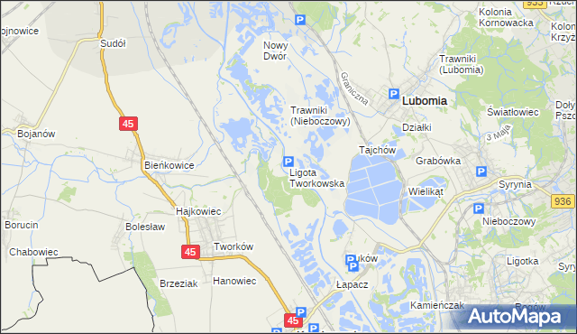 mapa Ligota Tworkowska, Ligota Tworkowska na mapie Targeo