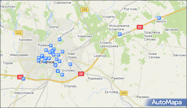 mapa Lipienice gmina Chojnice, Lipienice gmina Chojnice na mapie Targeo