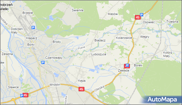 mapa Luboszyce gmina Łubniany, Luboszyce gmina Łubniany na mapie Targeo