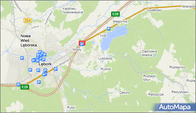 mapa Lubowidz gmina Nowa Wieś Lęborska, Lubowidz gmina Nowa Wieś Lęborska na mapie Targeo