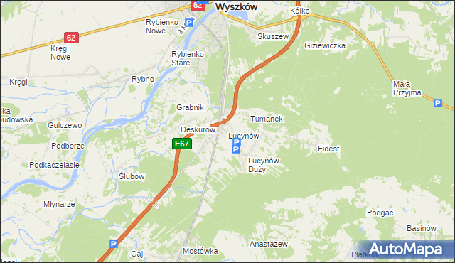mapa Lucynów gmina Wyszków, Lucynów gmina Wyszków na mapie Targeo