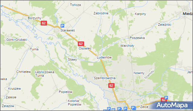 mapa Ludwinów gmina Liw, Ludwinów gmina Liw na mapie Targeo