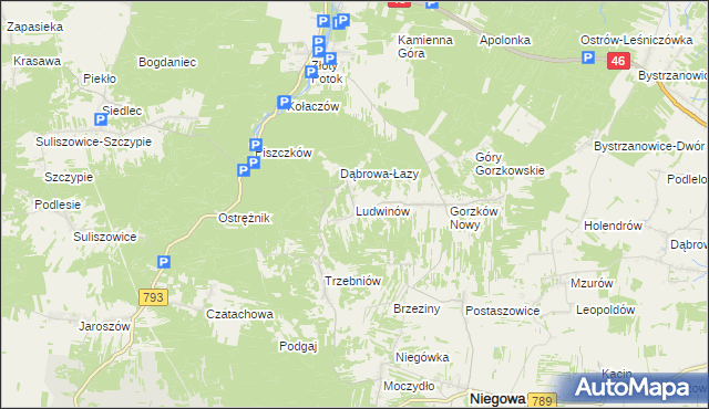 mapa Ludwinów gmina Niegowa, Ludwinów gmina Niegowa na mapie Targeo