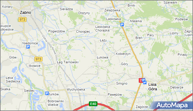 mapa Łukowa gmina Lisia Góra, Łukowa gmina Lisia Góra na mapie Targeo