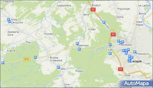 mapa Maleniska gmina Leżajsk, Maleniska gmina Leżajsk na mapie Targeo