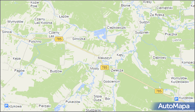 mapa Maluszyn gmina Żytno, Maluszyn gmina Żytno na mapie Targeo