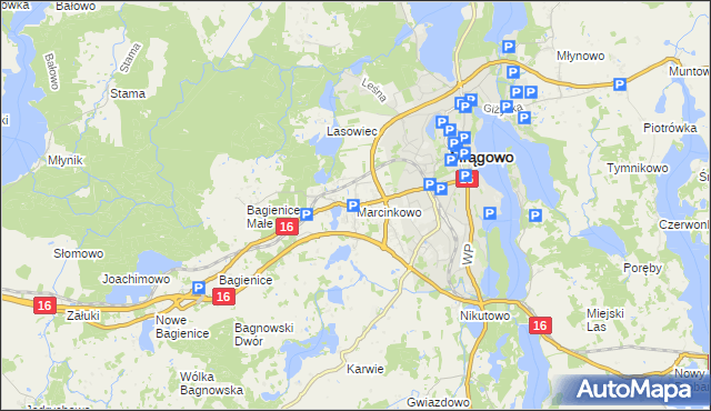 mapa Marcinkowo gmina Mrągowo, Marcinkowo gmina Mrągowo na mapie Targeo