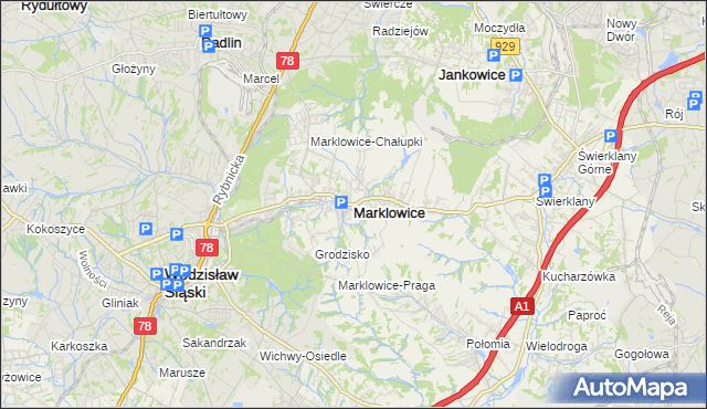 mapa Marklowice, Marklowice na mapie Targeo