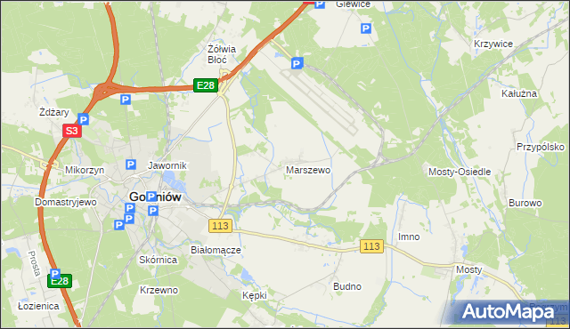 mapa Marszewo gmina Goleniów, Marszewo gmina Goleniów na mapie Targeo