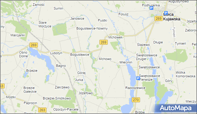 mapa Mchowo gmina Babiak, Mchowo gmina Babiak na mapie Targeo