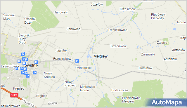 mapa Mełgiew, Mełgiew na mapie Targeo