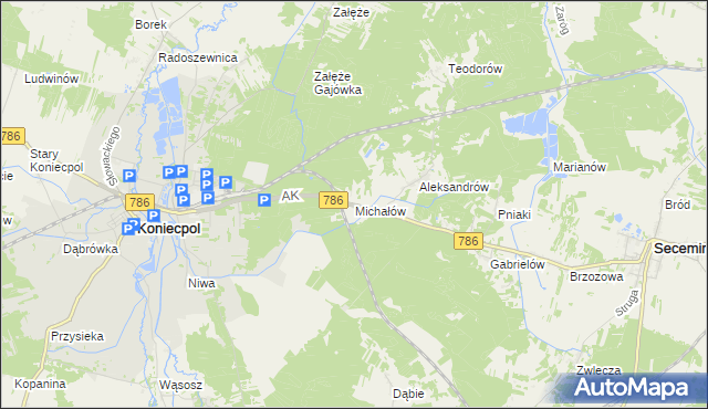 mapa Michałów gmina Koniecpol, Michałów gmina Koniecpol na mapie Targeo