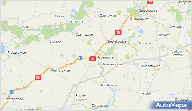 mapa Mirosławice gmina Sobótka, Mirosławice gmina Sobótka na mapie Targeo