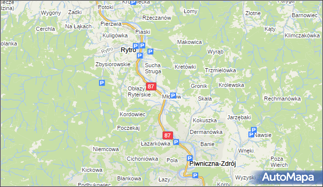 mapa Młodów gmina Piwniczna-Zdrój, Młodów gmina Piwniczna-Zdrój na mapie Targeo