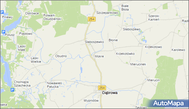 mapa Mokre gmina Dąbrowa, Mokre gmina Dąbrowa na mapie Targeo