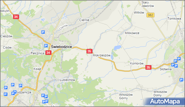 mapa Mokrzeszów, Mokrzeszów na mapie Targeo