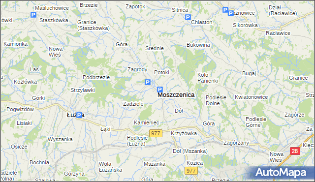 mapa Moszczenica powiat gorlicki, Moszczenica powiat gorlicki na mapie Targeo