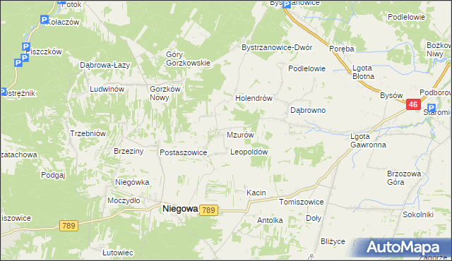 mapa Mzurów, Mzurów na mapie Targeo