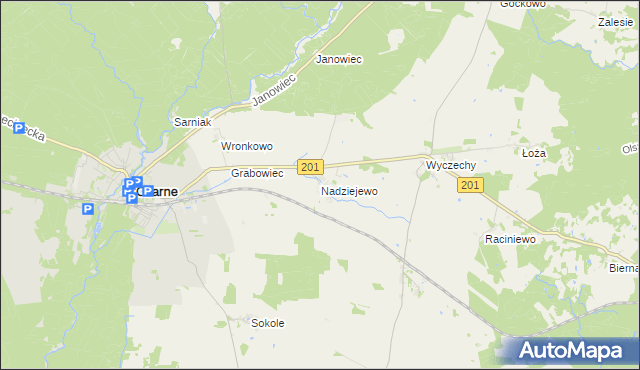 mapa Nadziejewo gmina Czarne, Nadziejewo gmina Czarne na mapie Targeo